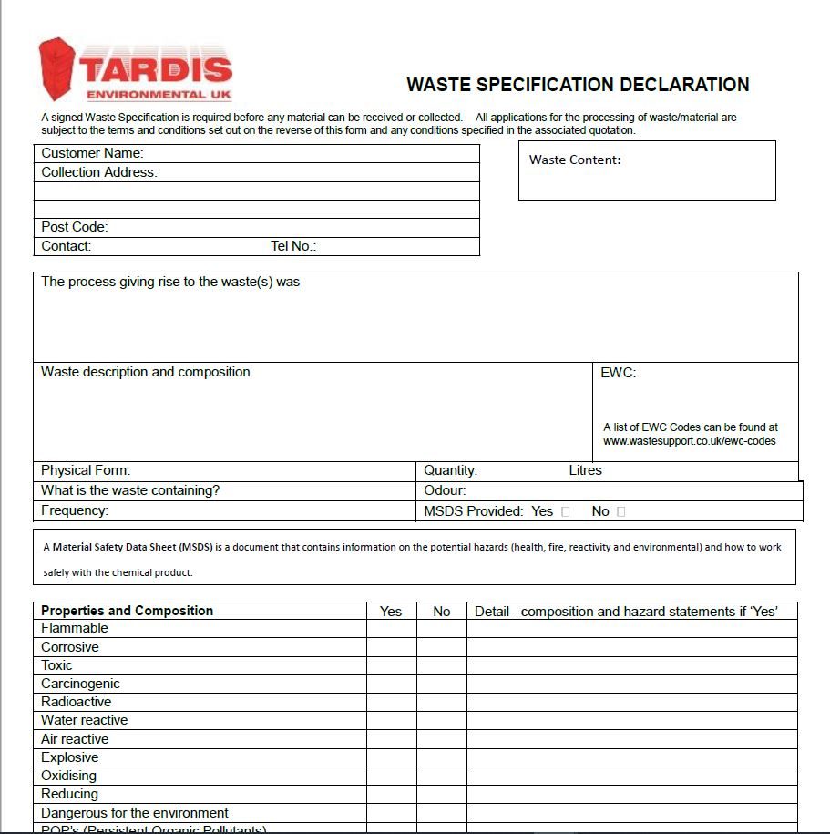What is a Waste Declaration Form?  Waste Transfer Note  Tardis Hire Regarding Certificate Of Disposal Template